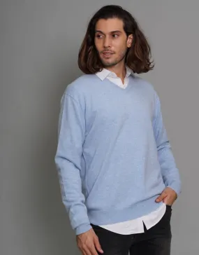 The Classic Cashmere V-Neck Pullover in Sky Blue