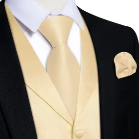 Ties2you Dress Vest Champagne Solid Notched Collar Mens Silk Work Vest