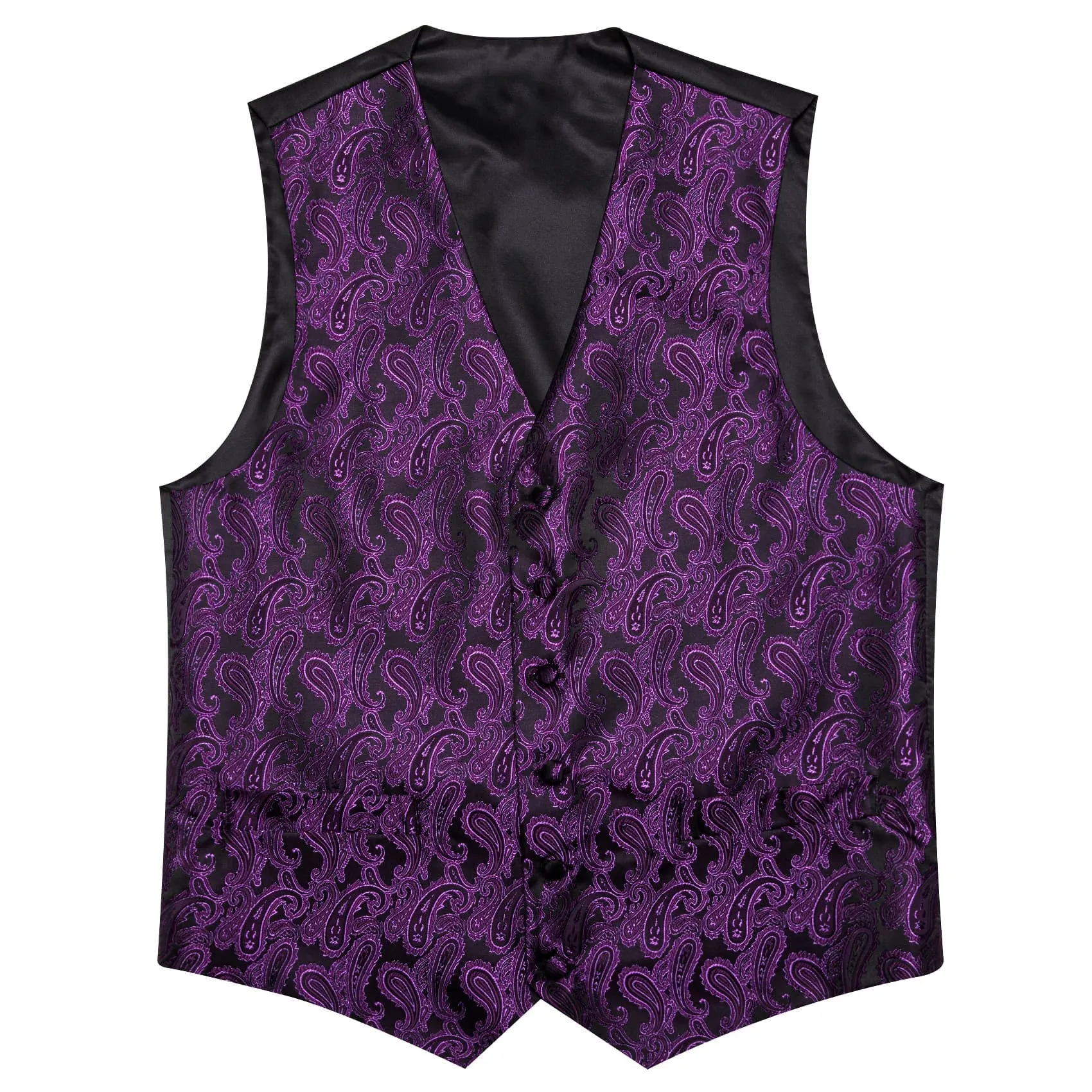 Ties2you Mens Vest Top Violet Purple Paisley Silk Dress Vest Tie Pocket Square Cufflinks Set