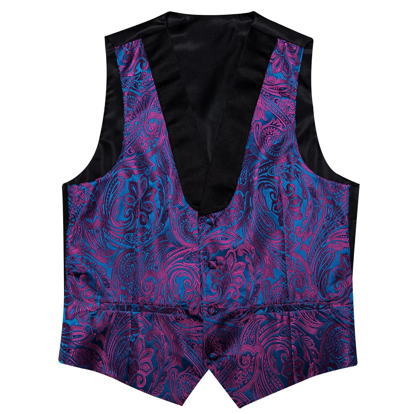 Ties2you Tuxedo Vest Purple Blue Paisley Black Shawl Collar Silk Dress Vest for Men