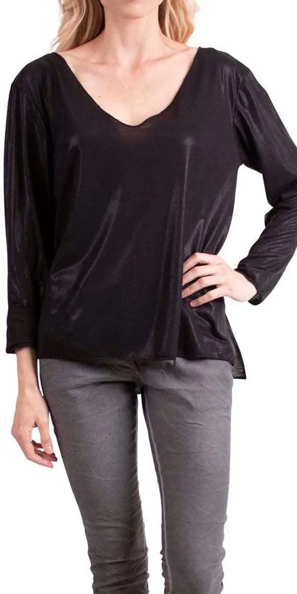 Val V-Neck Shiny Blouse