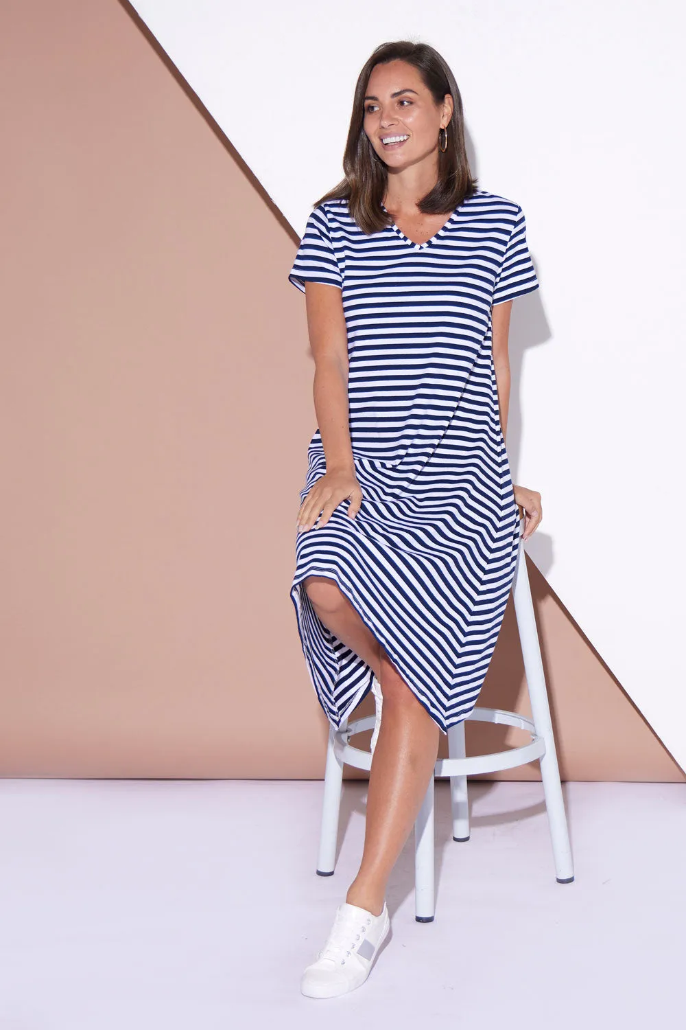 Vanessa Dress - Navy Stripe