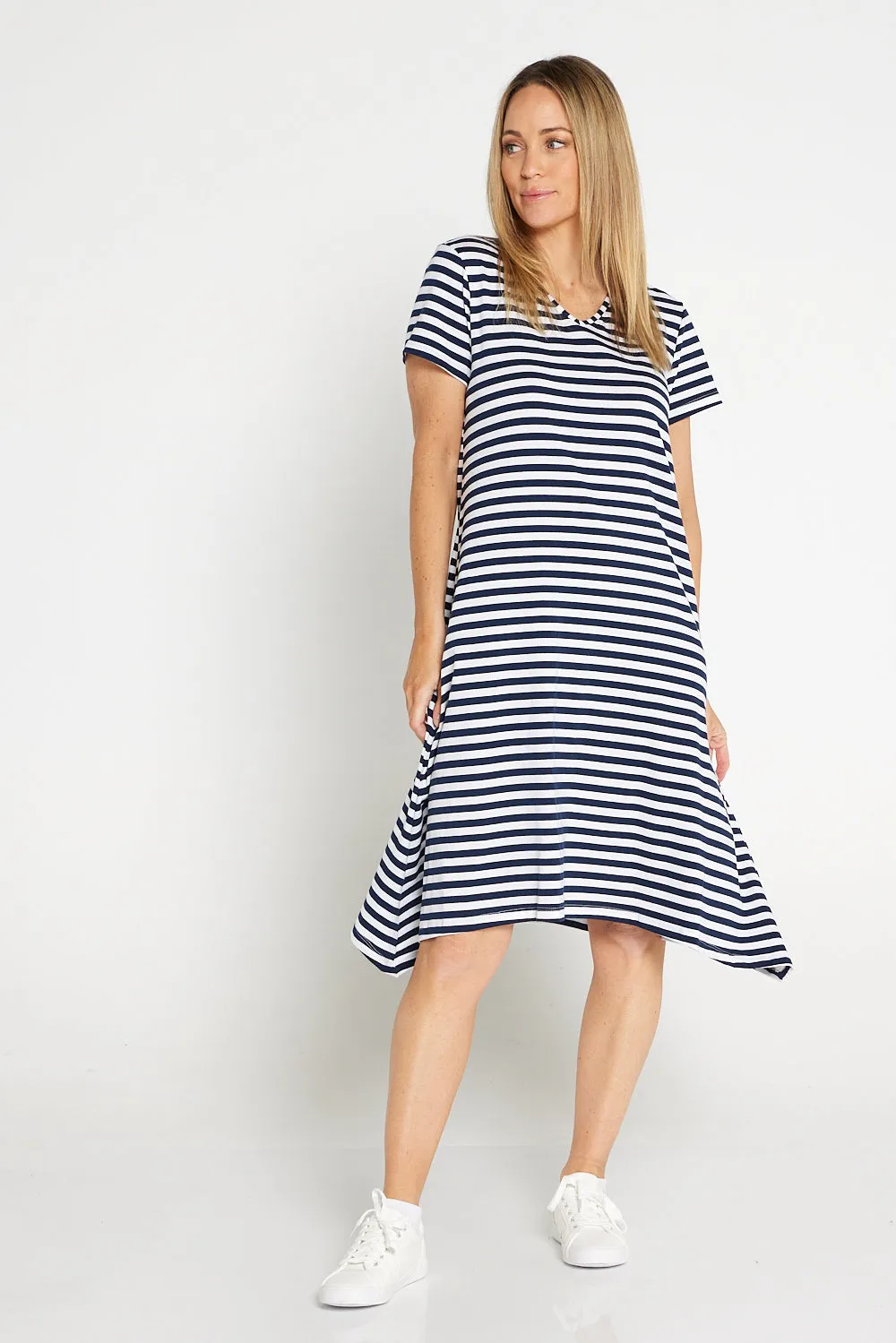 Vanessa Dress - Navy Stripe