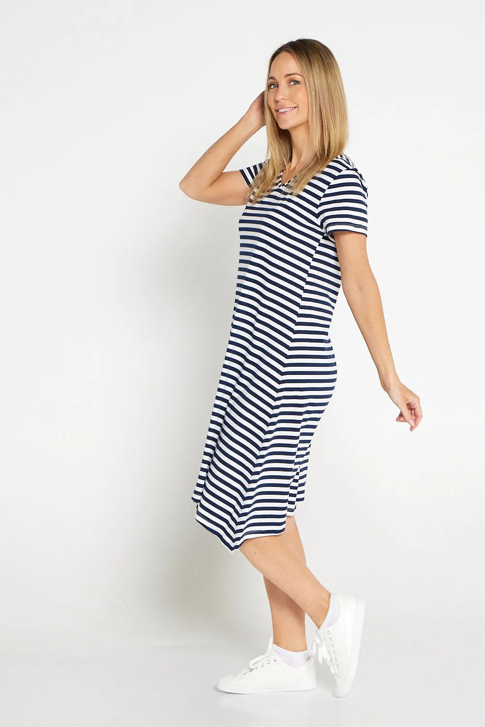 Vanessa Dress - Navy Stripe