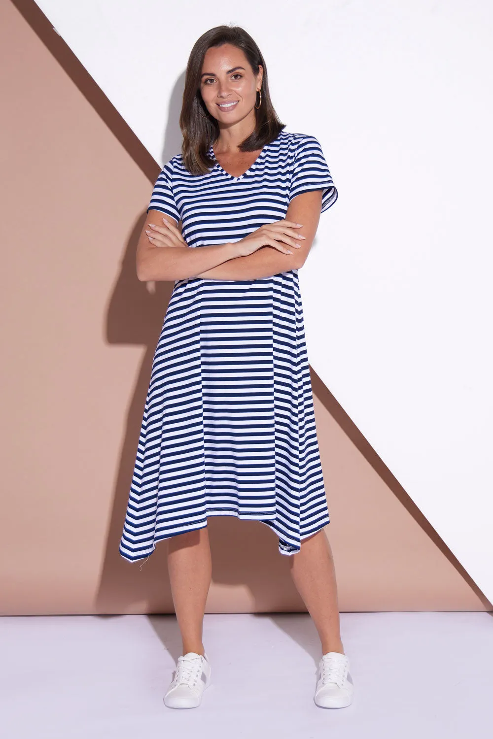 Vanessa Dress - Navy Stripe