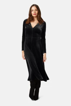 Velvet Zip Front Dress - Black