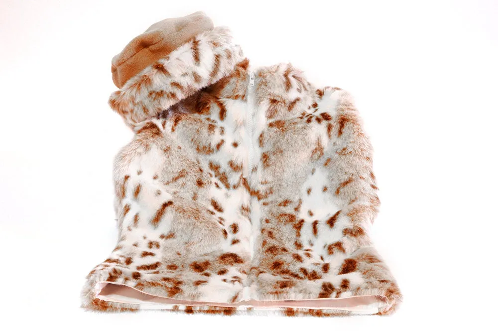 Vest Faux Fur Girls  Vest Snow Leopard Print