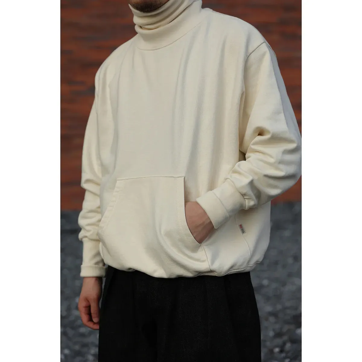 Vintage-Inspired Men's Turtle Neck Sweatshirt Oversize Sweat Pullover