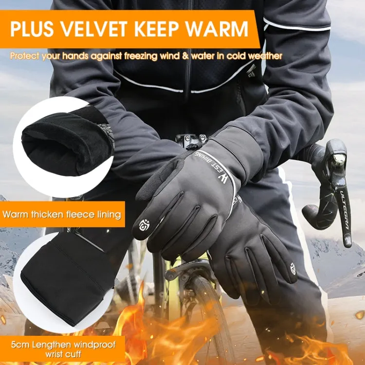 WEST BIKING YP0211220 Winter Warm Fleece Ski Gloves Silicone Non-Slip Riding Gloves, Size: M(Black)