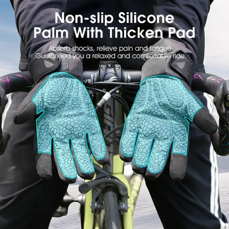 WEST BIKING YP0211220 Winter Warm Fleece Ski Gloves Silicone Non-Slip Riding Gloves, Size: M(Black)